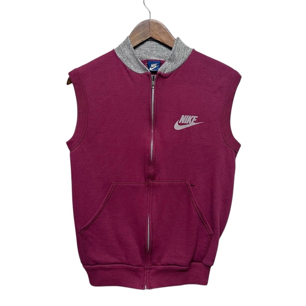 Vintage 80s Nike Full Zip Sleeveless Fleece Vest Full Zip Mens Sz S Streetwear